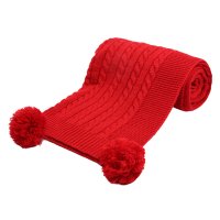 ABP12-R: Red Cable Knit Wrap w/Pom Pom